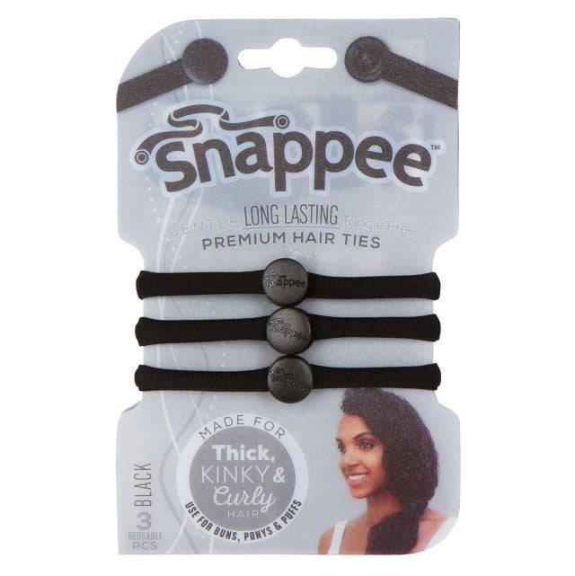 Snappee Black Gentle Long Lasting Tangle Free Premium Hair Ties