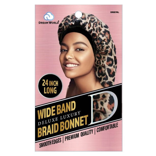 Dream World W-Wide Band Braid Bonnet XL Leopard #DRE174L