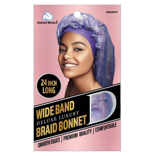 Dream World W-Wide Band Braid Bonnet XL G/Purple #DRE174TPP