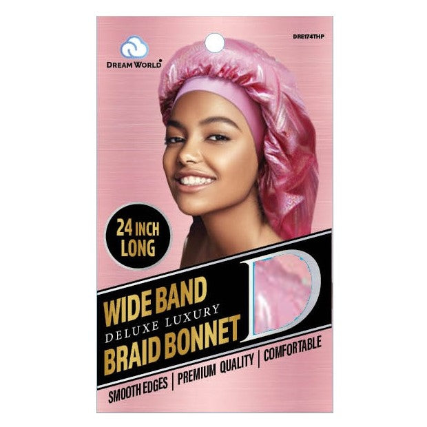 Dream World W-Wide Band Braid Bonnet XL G/Pink #DRE174THP
