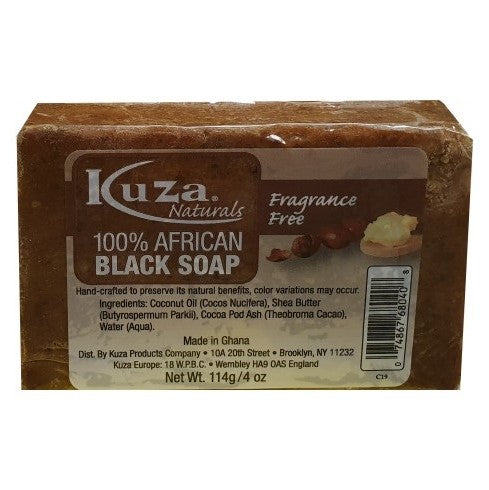 Kuza 100% African Black Soap Fragrance Free 114g