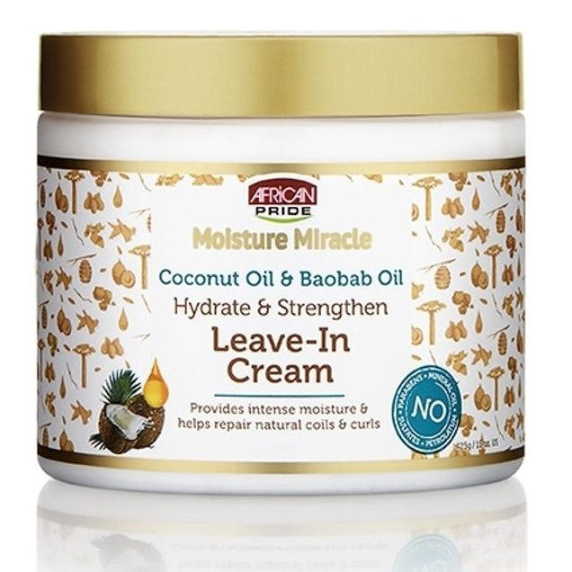 African Pride Moisture Miracle Coconut Oil & Baobab Oil Leave-In Cream 443 Gr