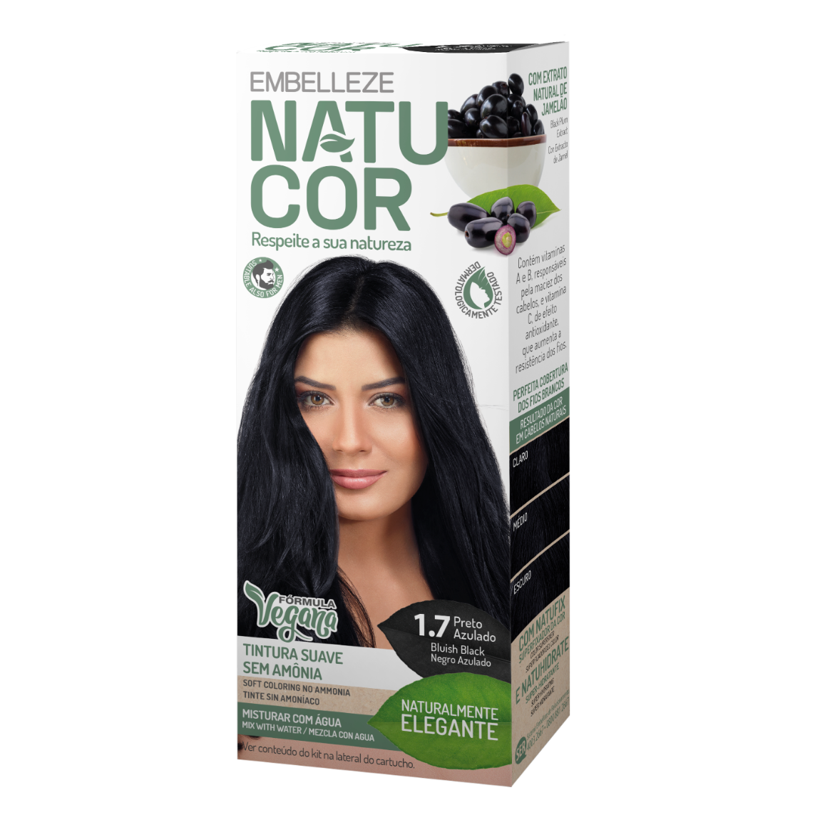Natucor Vegan Hair Color Bluish Black 1.7